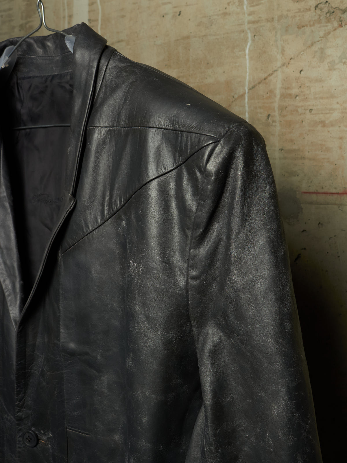 Rick Owens SS25 "HOLLYWOOD" Black Tamponato Calf Leather Lido Coat
