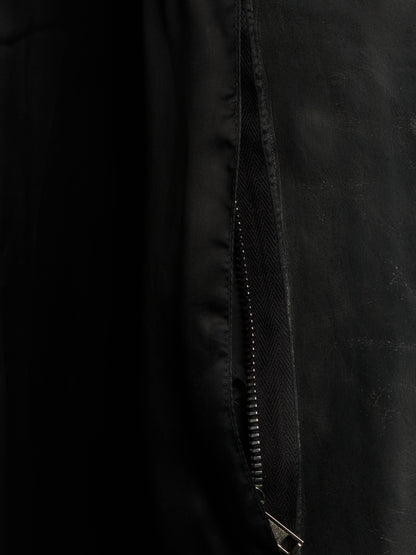 Rick Owens SS25 "HOLLYWOOD" Black Tamponato Calf Leather Lido Coat