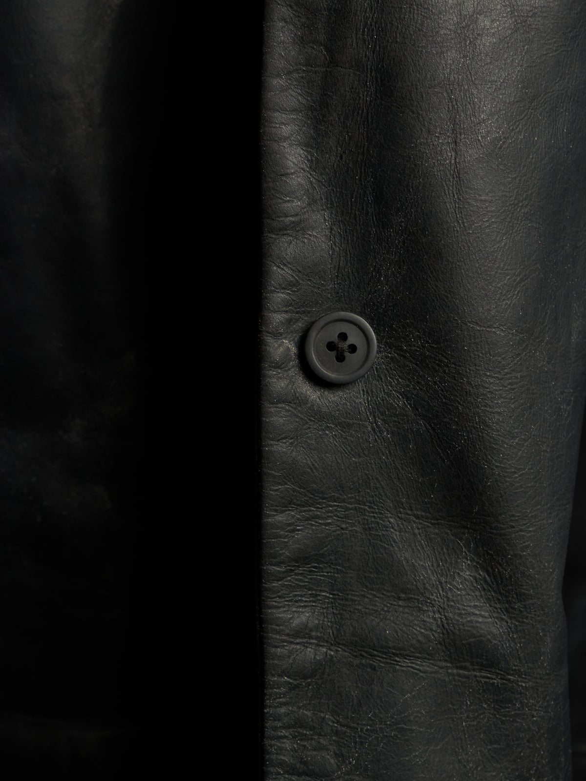 Rick Owens SS25 "HOLLYWOOD" Black Tamponato Calf Leather Lido Coat