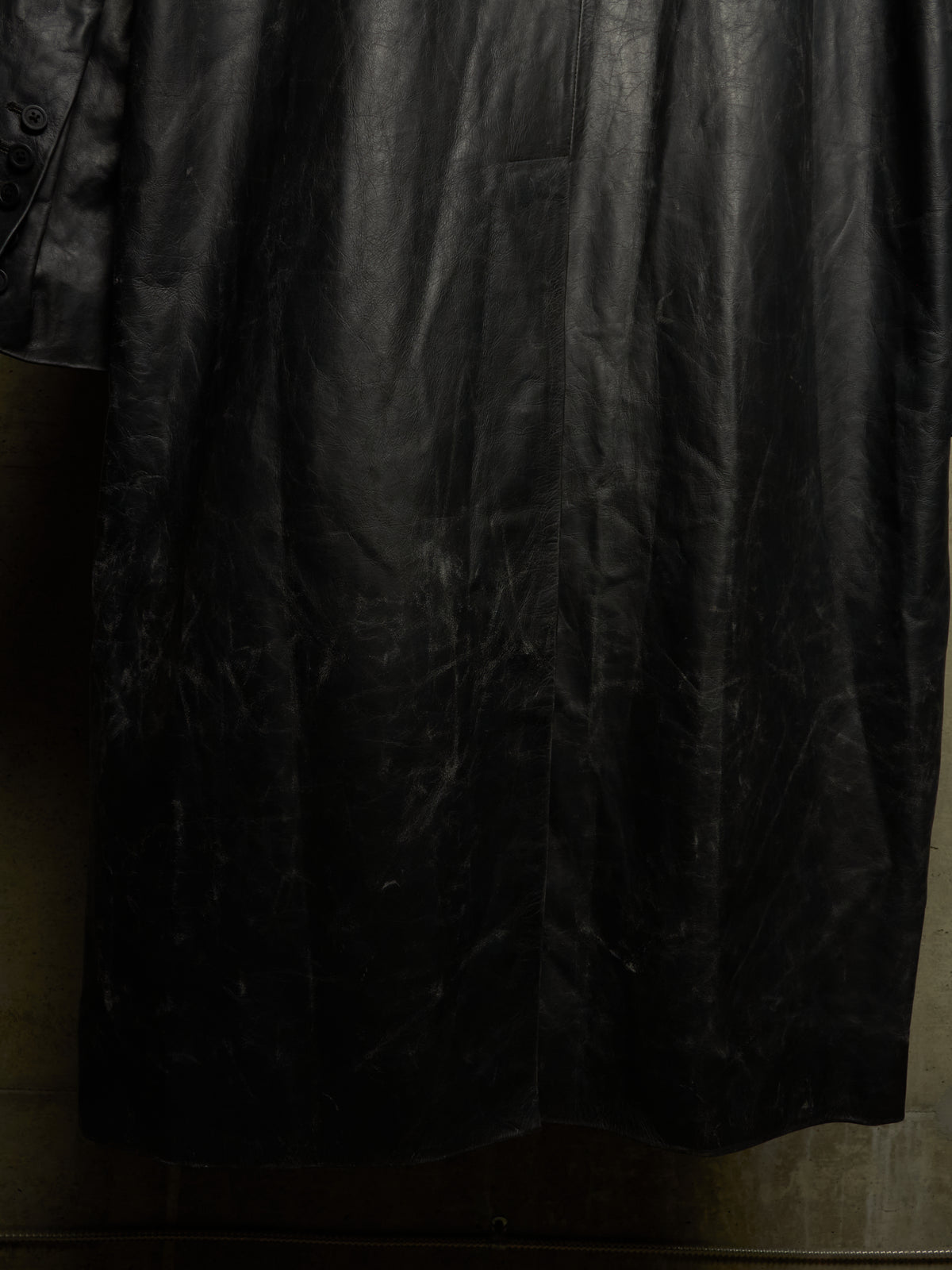 Rick Owens SS25 "HOLLYWOOD" Black Tamponato Calf Leather Lido Coat