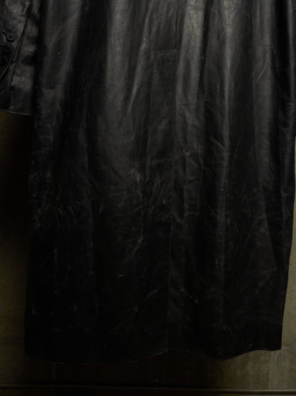 Rick Owens SS25 "HOLLYWOOD" Black Tamponato Calf Leather Lido Coat