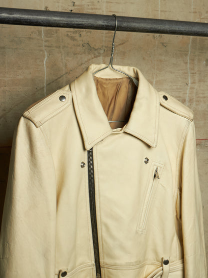 Rick Owens SS25 "HOLLYWOOD" PARCHMENT Cropped Luke Stooges Lamb Leather Jacket