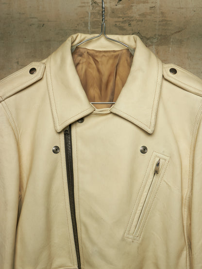 Rick Owens SS25 "HOLLYWOOD" PARCHMENT Cropped Luke Stooges Lamb Leather Jacket