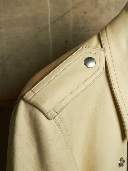 Rick Owens SS25 "HOLLYWOOD" PARCHMENT Cropped Luke Stooges Lamb Leather Jacket