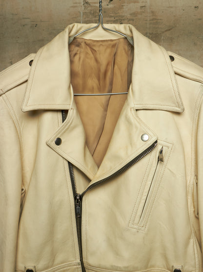 Rick Owens SS25 "HOLLYWOOD" PARCHMENT Cropped Luke Stooges Lamb Leather Jacket