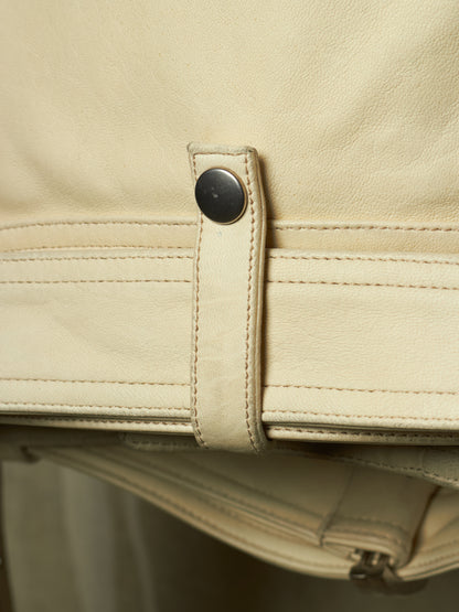 Rick Owens SS25 "HOLLYWOOD" PARCHMENT Cropped Luke Stooges Lamb Leather Jacket