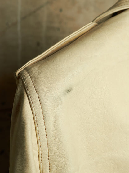 Rick Owens SS25 "HOLLYWOOD" PARCHMENT Cropped Luke Stooges Lamb Leather Jacket