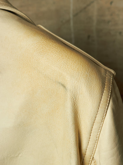 Rick Owens SS25 "HOLLYWOOD" PARCHMENT Cropped Luke Stooges Lamb Leather Jacket