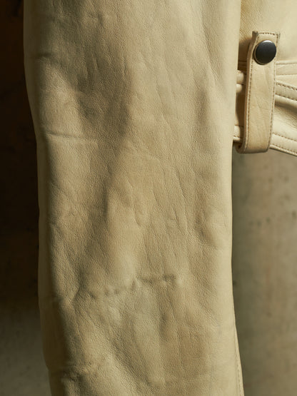 Rick Owens SS25 "HOLLYWOOD" PARCHMENT Cropped Luke Stooges Lamb Leather Jacket