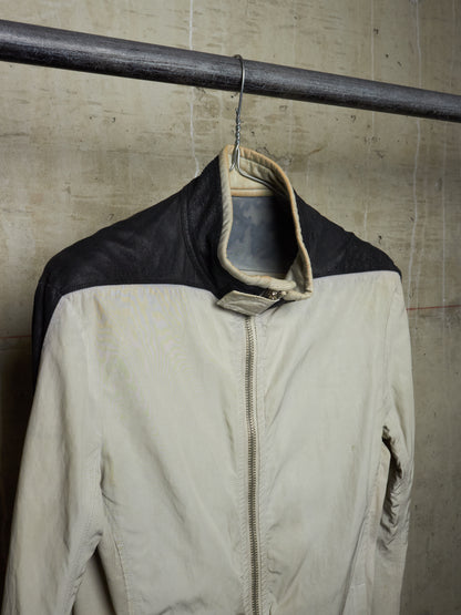 Rick Owens AW04 "QUEEN" PEARL / BLACK Hybrid Lambskin Leather Rider Jacket