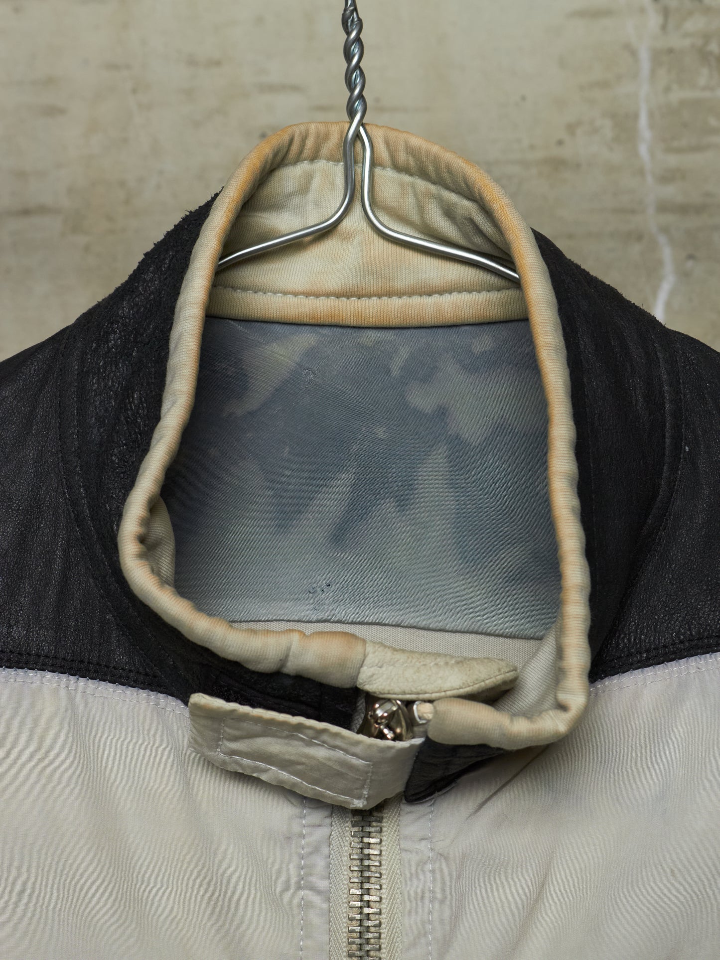 Rick Owens AW04 "QUEEN" PEARL / BLACK Hybrid Lambskin Leather Rider Jacket