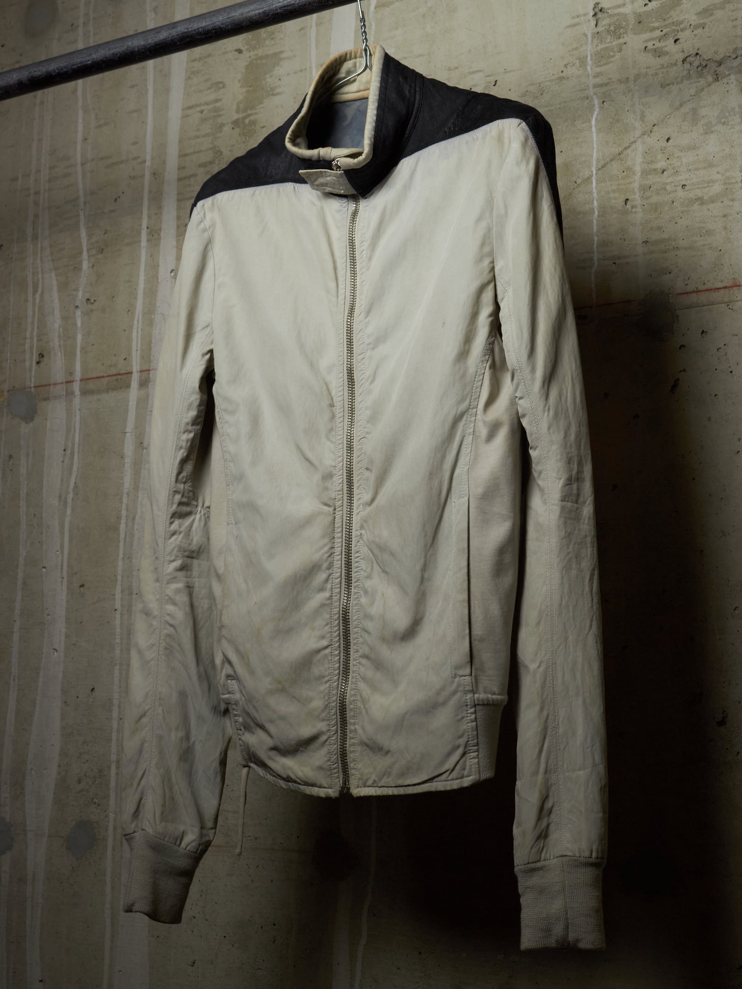 Rick Owens AW04 "QUEEN" PEARL / BLACK Hybrid Lambskin Leather Rider Jacket