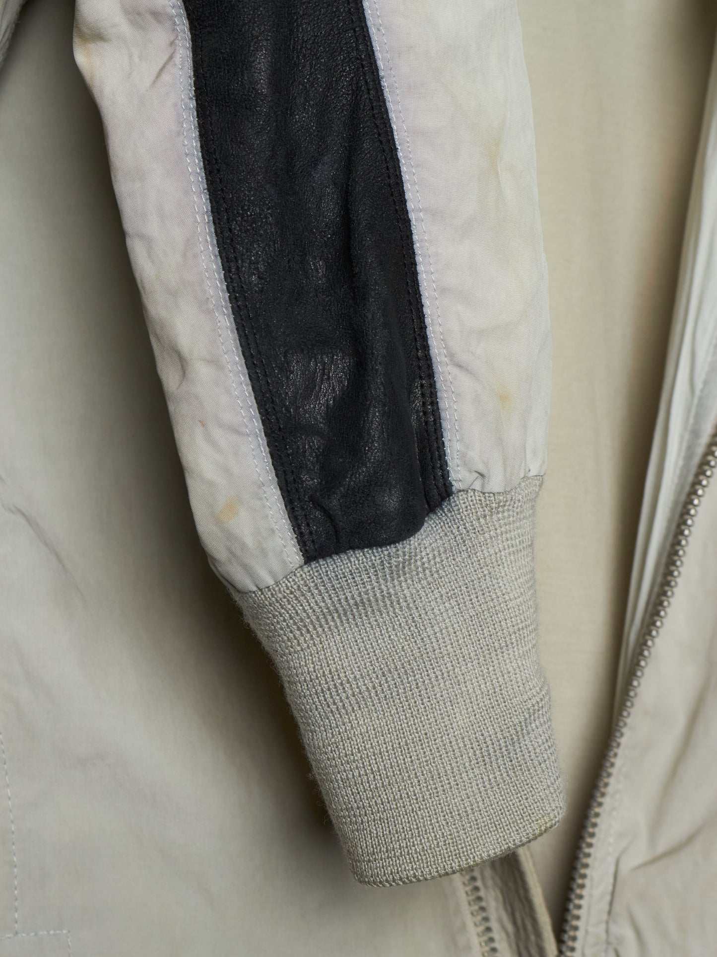 Rick Owens AW04 "QUEEN" PEARL / BLACK Hybrid Lambskin Leather Rider Jacket