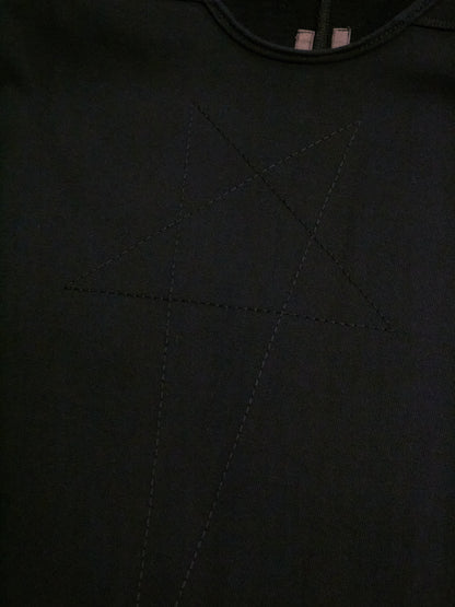 Close-up of a black fabric texture with stitching details