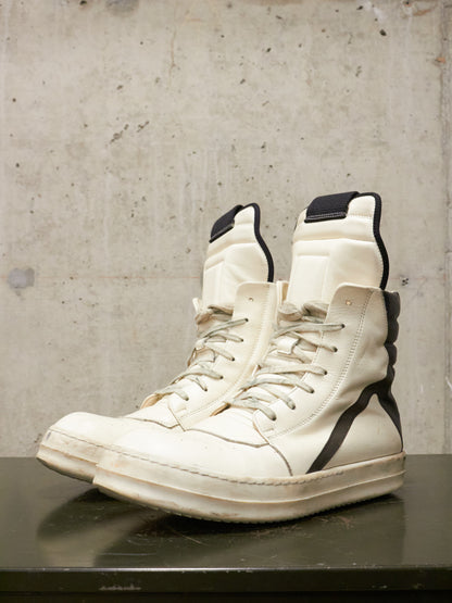 Rick Owens AW21 "GETHSEMANE" MILK BLACK Geobasket Calf Leather Sneaker