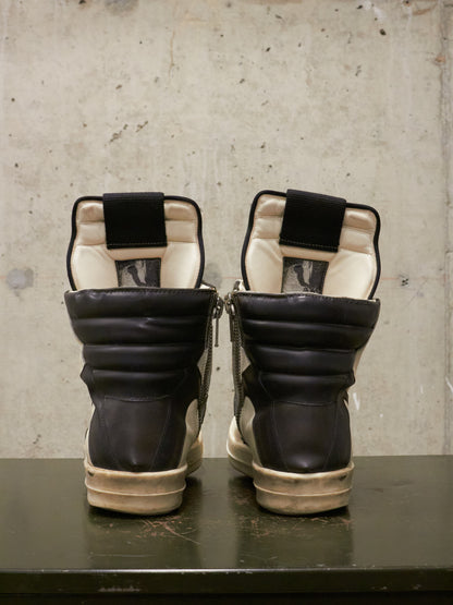 Rick Owens AW21 "GETHSEMANE" MILK BLACK Geobasket Calf Leather Sneaker