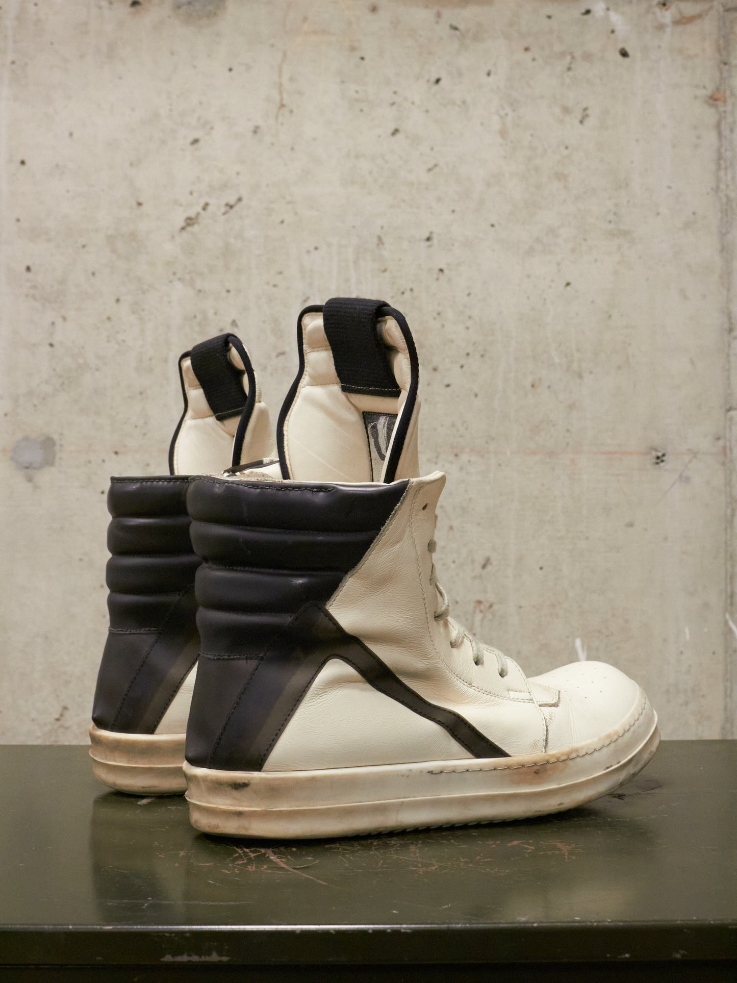 Rick Owens AW21 "GETHSEMANE" MILK BLACK Geobasket Calf Leather Sneaker