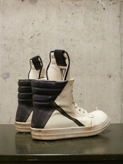 Rick Owens AW21 "GETHSEMANE" MILK BLACK Geobasket Calf Leather Sneaker