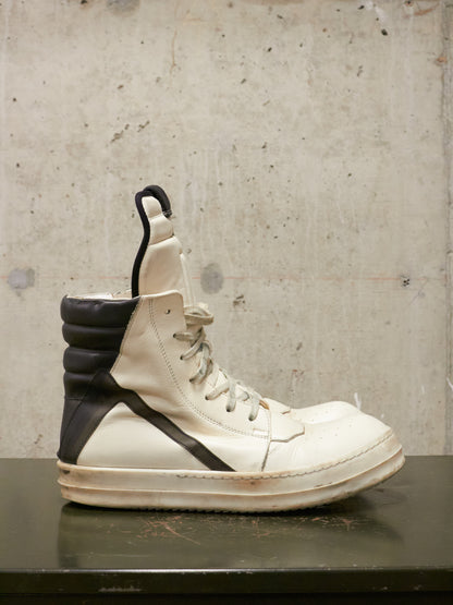 Rick Owens AW21 "GETHSEMANE" MILK BLACK Geobasket Calf Leather Sneaker