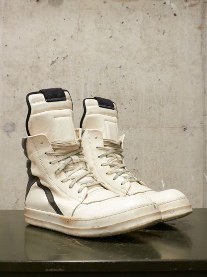 Rick Owens AW21 "GETHSEMANE" MILK BLACK Geobasket Calf Leather Sneaker