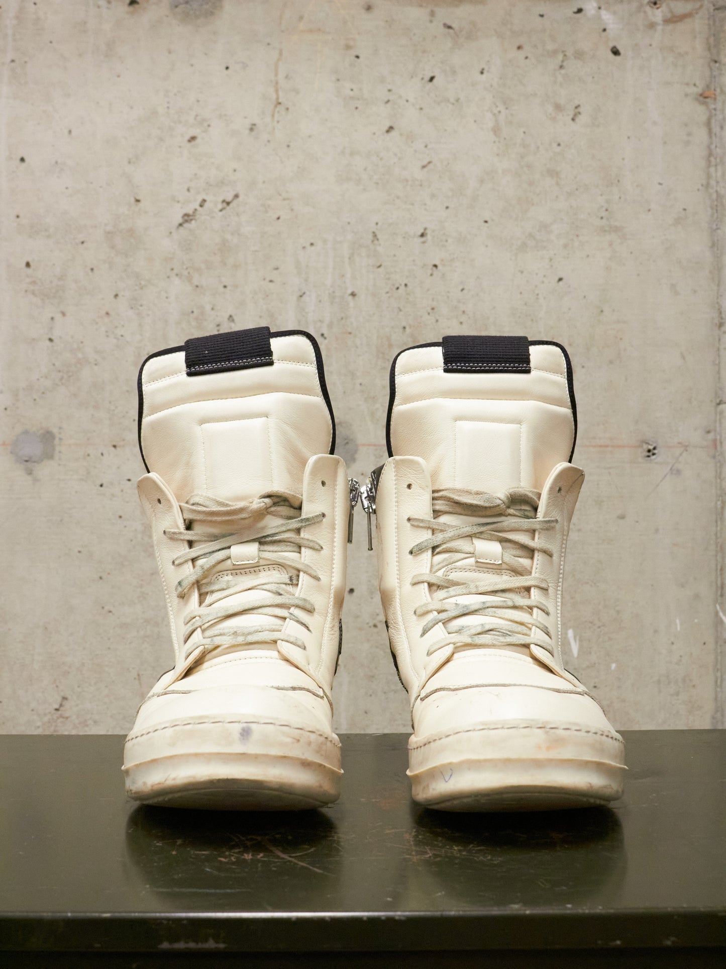 Rick Owens AW21 "GETHSEMANE" MILK BLACK Geobasket Calf Leather Sneaker