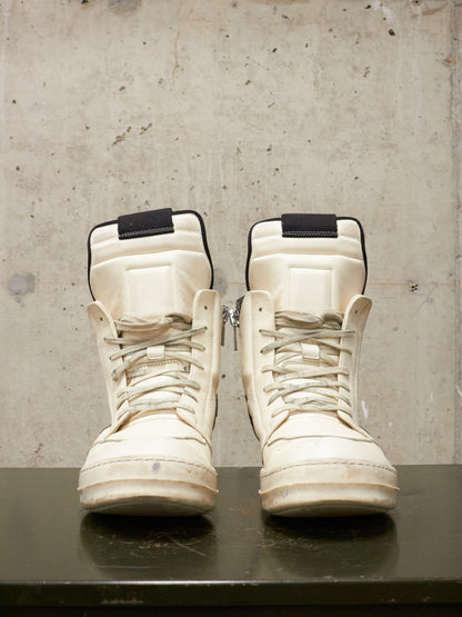 Rick Owens AW21 "GETHSEMANE" MILK BLACK Geobasket Calf Leather Sneaker