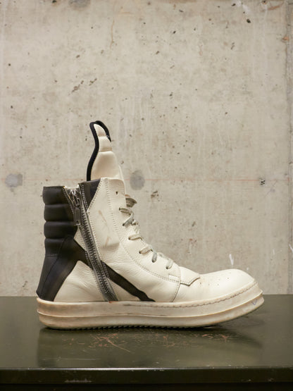 Rick Owens AW21 "GETHSEMANE" MILK BLACK Geobasket Calf Leather Sneaker