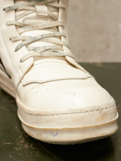 Rick Owens AW21 "GETHSEMANE" MILK BLACK Geobasket Calf Leather Sneaker