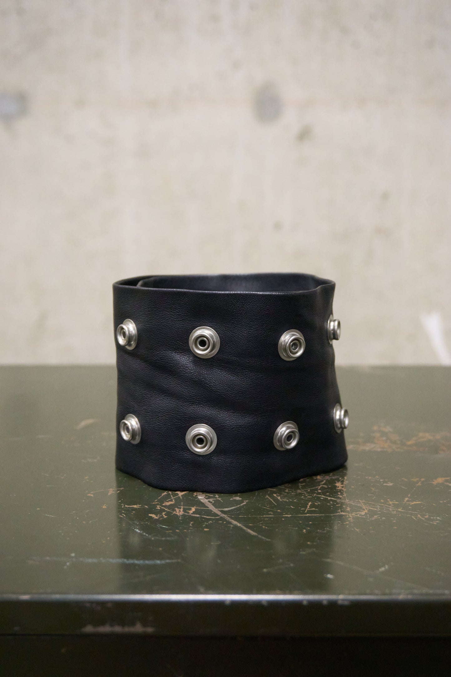 Rick Owens AW23 “LUXOR” Lambskin Leather Metal Snap Button Collar