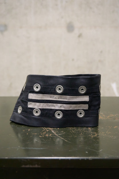 Rick Owens AW23 “LUXOR” Lambskin Leather Metal Snap Button Collar