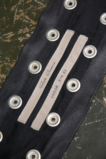 Rick Owens AW23 “LUXOR” Lambskin Leather Metal Snap Button Collar