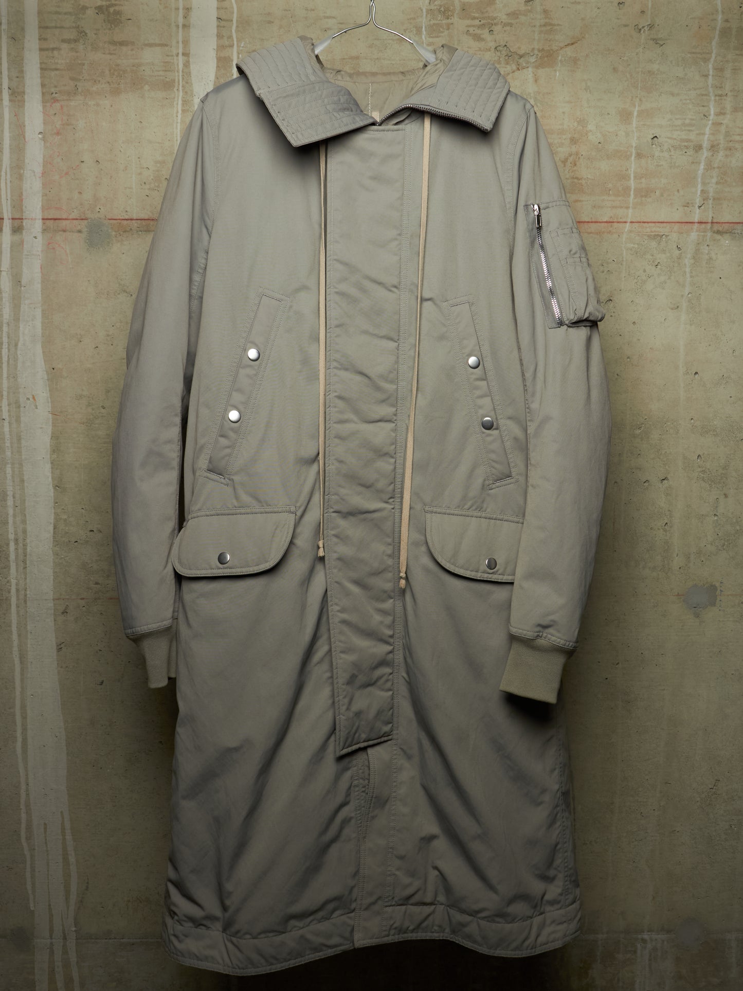 Rick Owens DRKSHDW AW17 "GLITTER" GREY Hooded Long Padded Parka