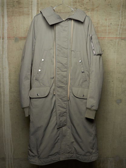 Rick Owens DRKSHDW AW17 "GLITTER" GREY Hooded Long Padded Parka
