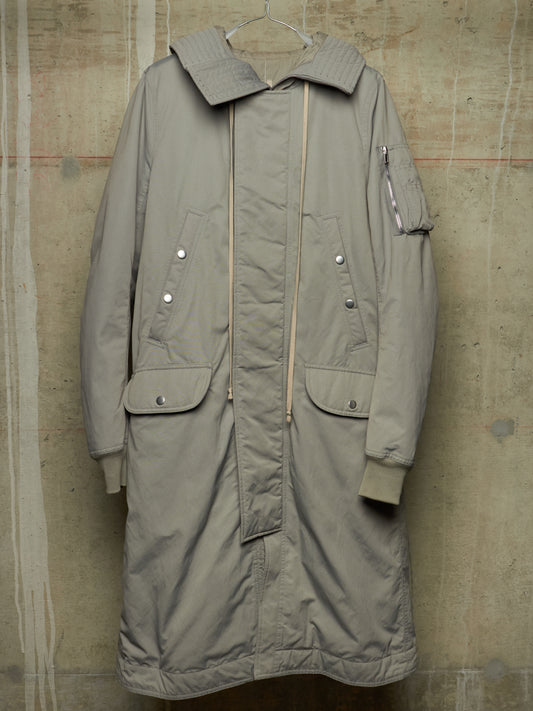 Rick Owens DRKSHDW AW17 "GLITTER" GREY Hooded Long Padded Parka