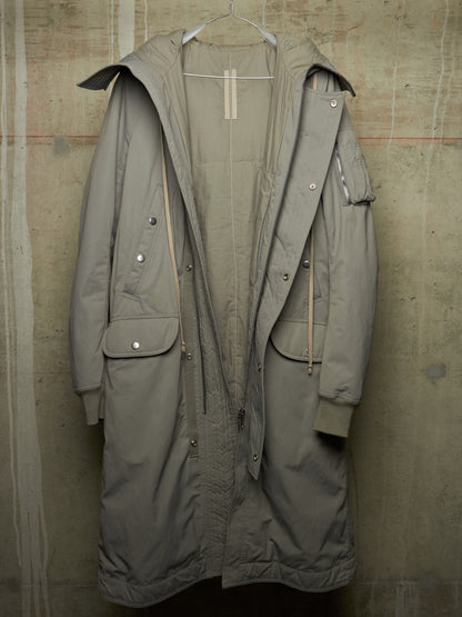 Rick Owens DRKSHDW AW17 "GLITTER" GREY Hooded Long Padded Parka