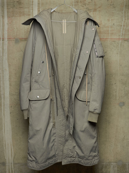 Rick Owens DRKSHDW AW17 "GLITTER" GREY Exploder Hood Long Padded Parka