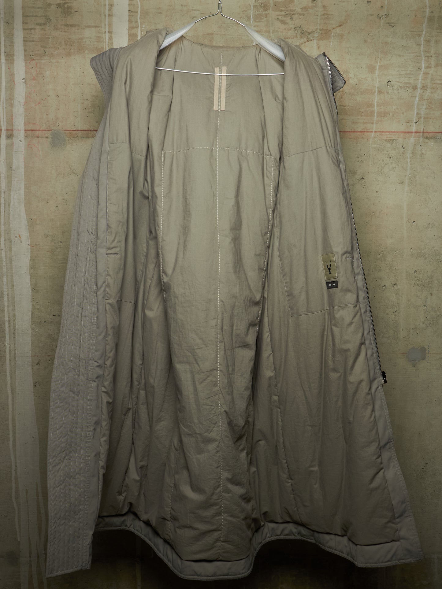 Rick Owens DRKSHDW AW17 "GLITTER" GREY Hooded Long Padded Parka