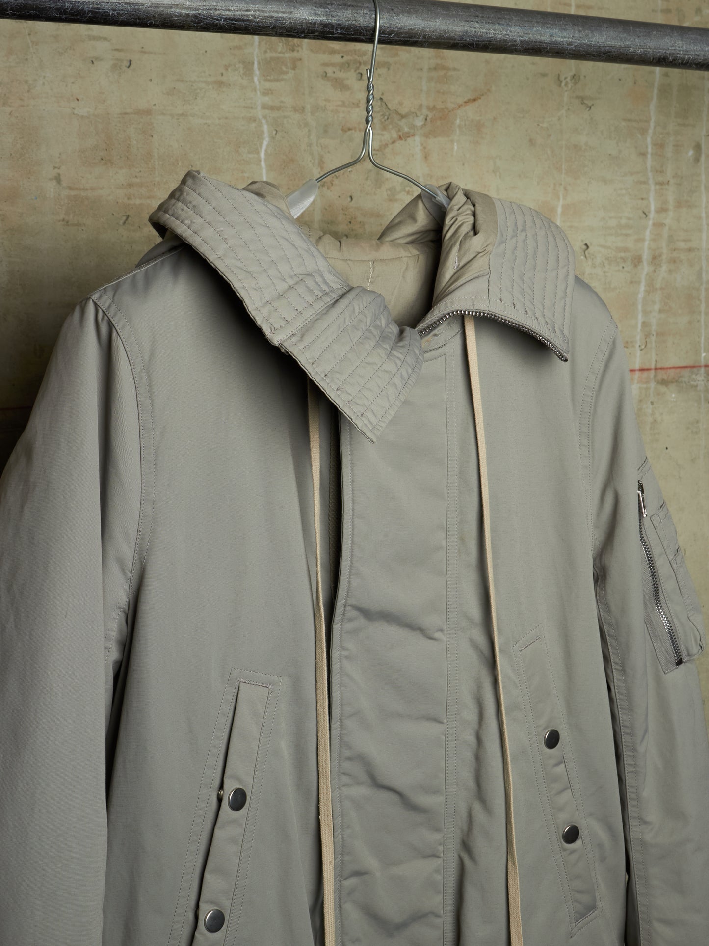 Rick Owens DRKSHDW AW17 "GLITTER" GREY Hooded Long Padded Parka