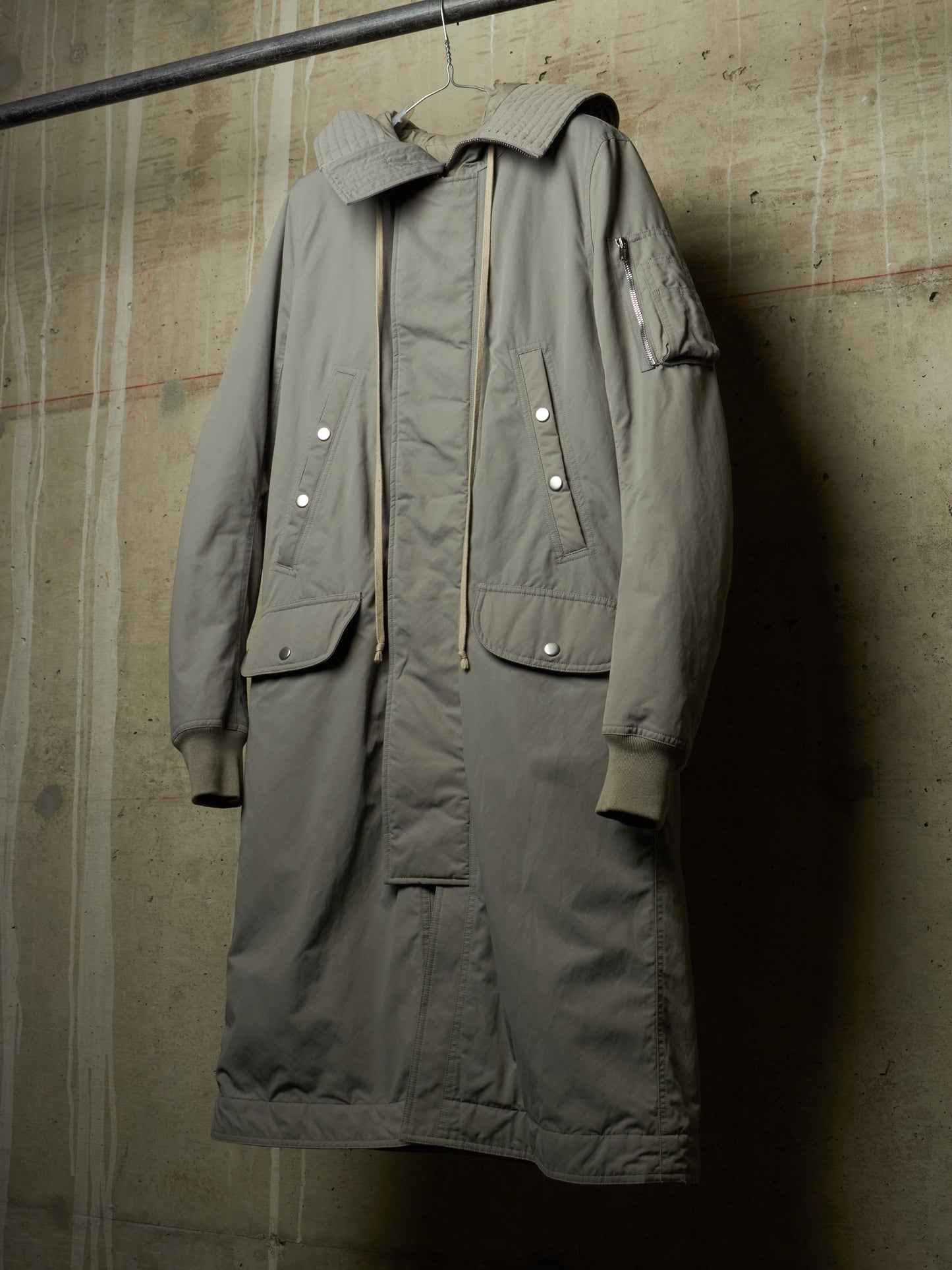 Rick Owens DRKSHDW AW17 "GLITTER" GREY Hooded Long Padded Parka