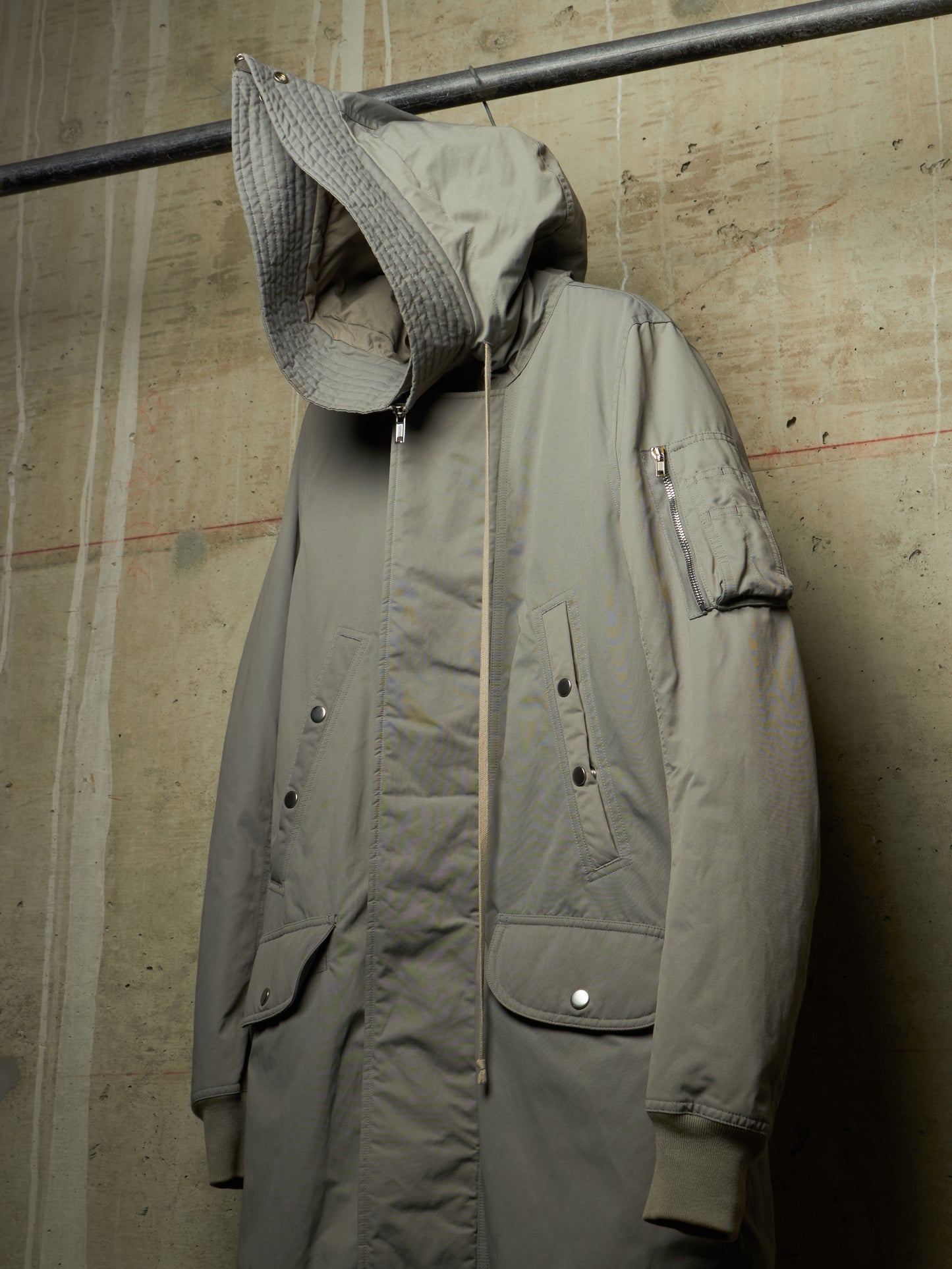 Rick Owens DRKSHDW AW17 "GLITTER" GREY Hooded Long Padded Parka