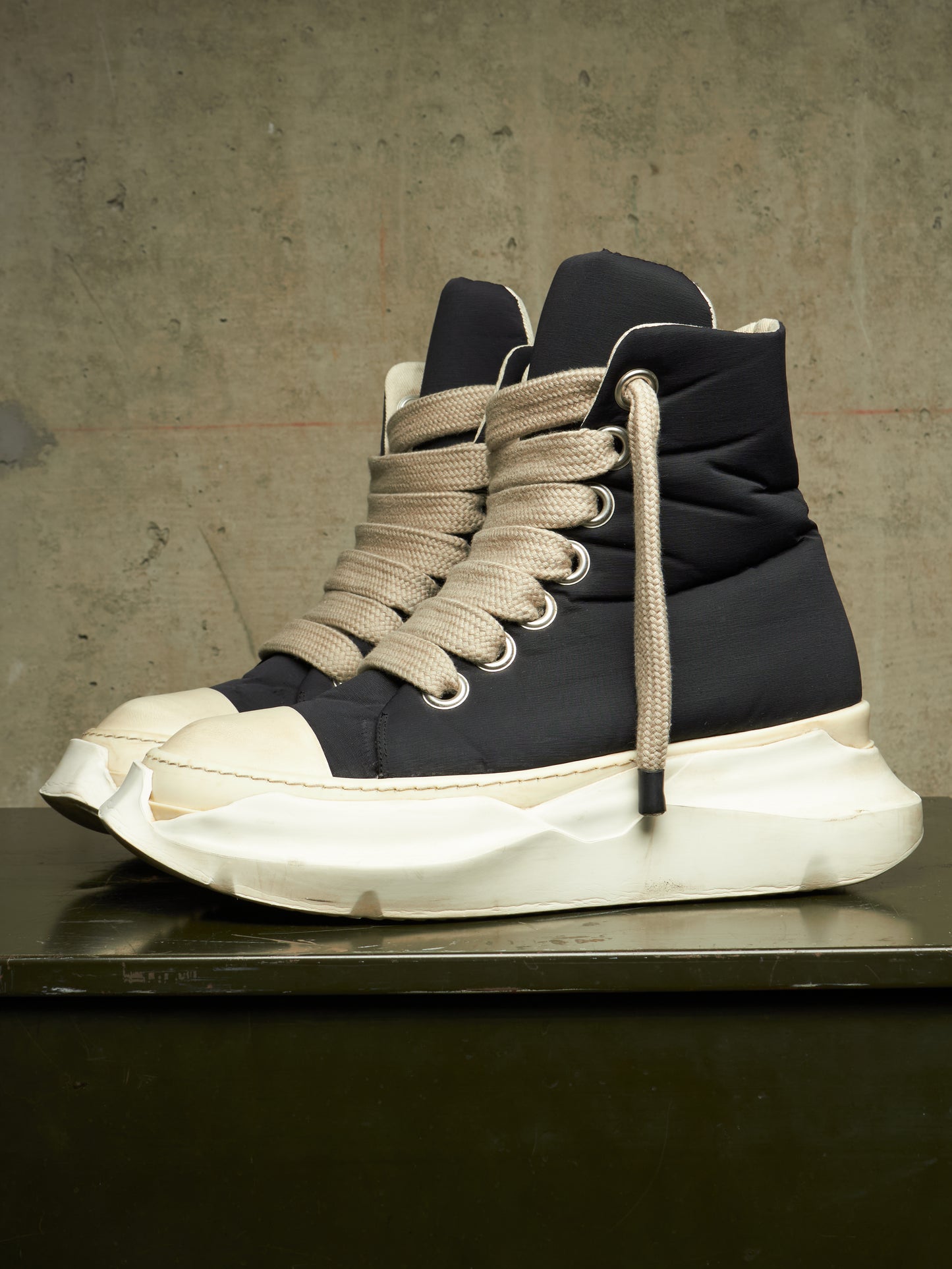 Rick Owens DKRSHDW AW24 "PORTERVILLE" Nylon Canvas Jumbo Laces Abstract High-top Sneakers