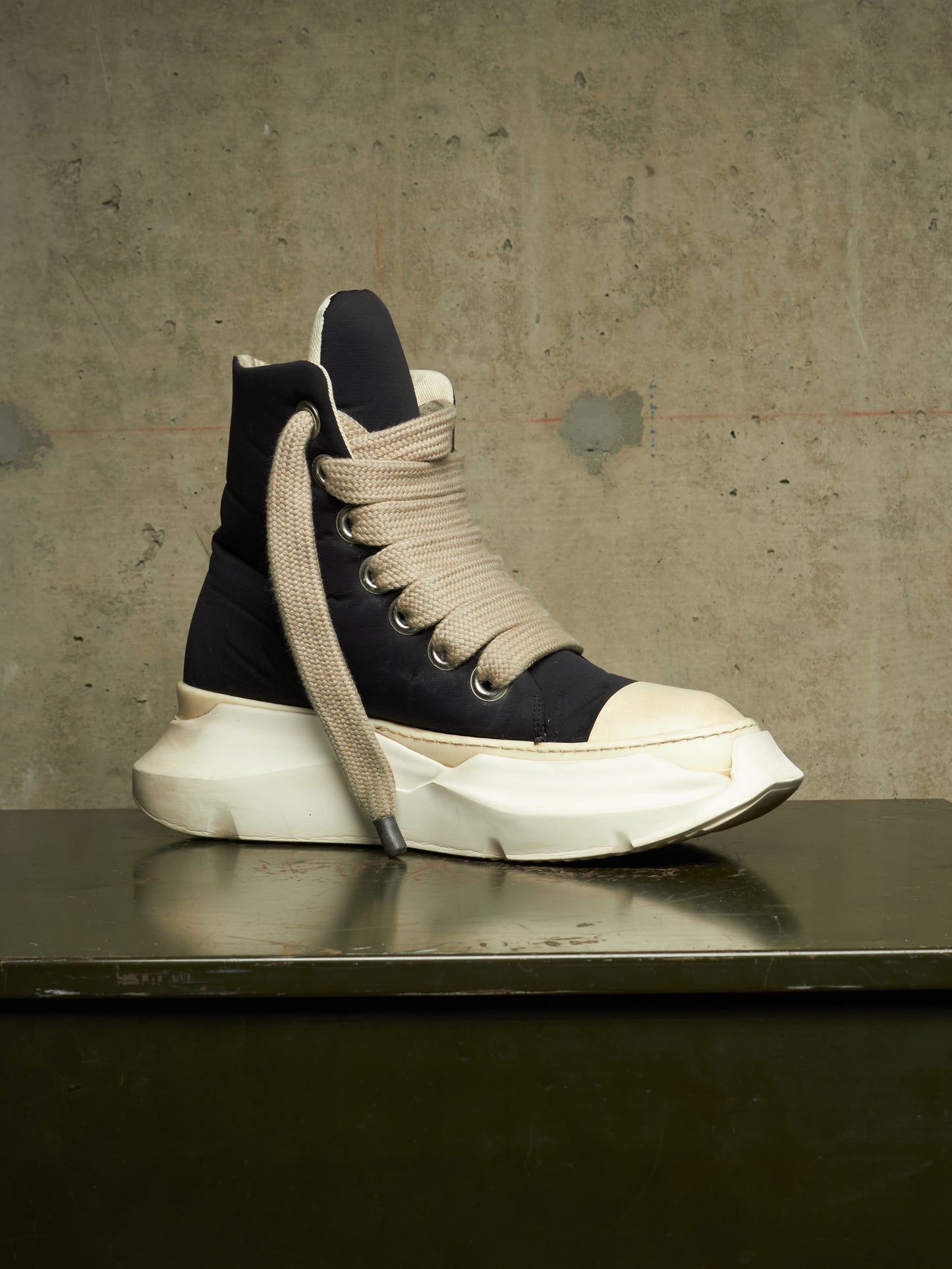 Rick Owens DKRSHDW AW24 "PORTERVILLE" Nylon Canvas Jumbo Laces Abstract High-top Sneakers