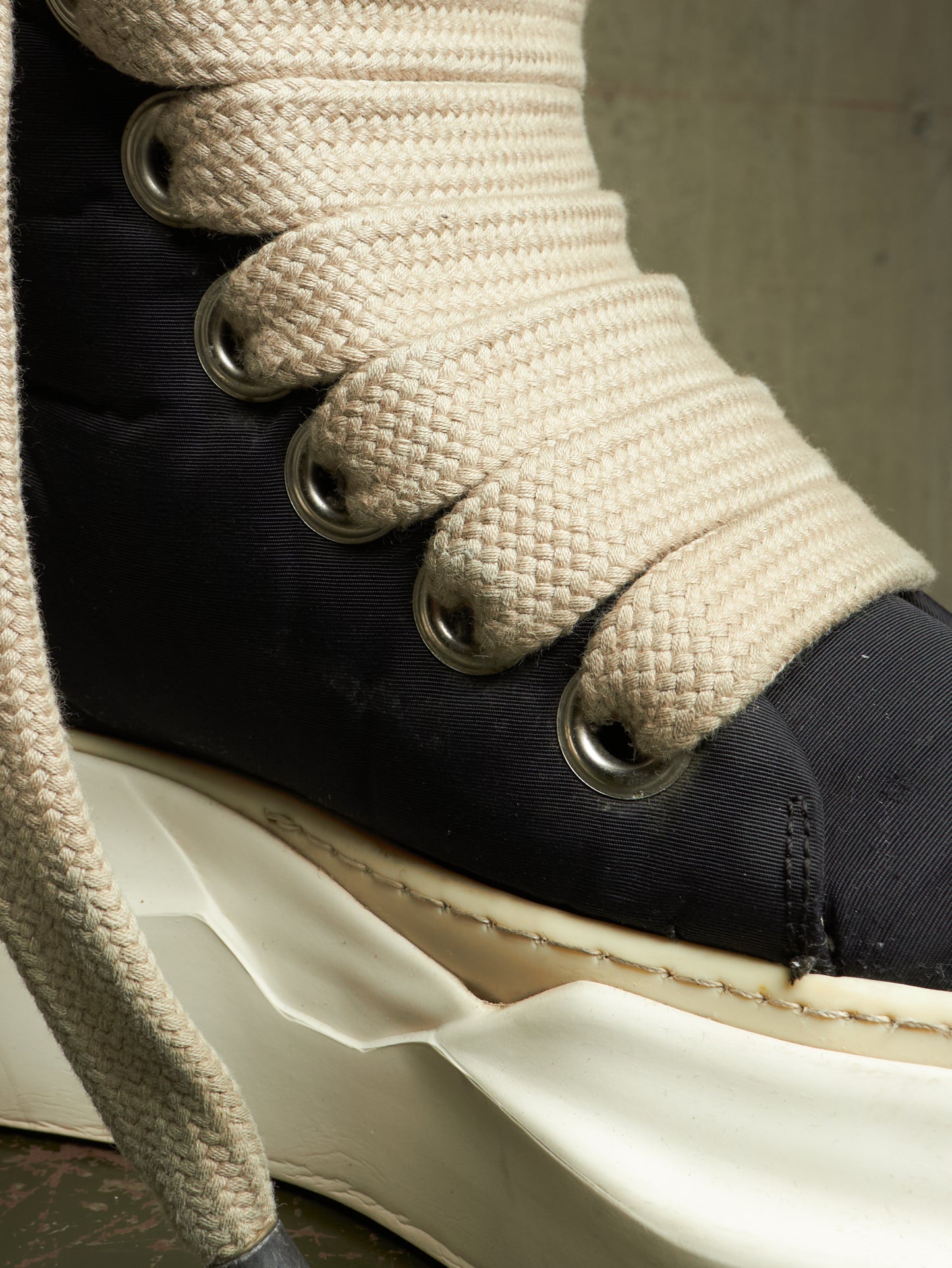 Rick Owens DKRSHDW AW24 "PORTERVILLE" Nylon Canvas Jumbo Laces Abstract High-top Sneakers