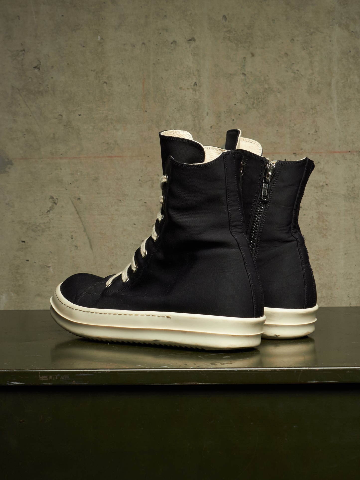 Rick Owens DKRSHDW AW19 “LARRY” Nylon Canvas High-top Vegan Ramones Sneakers