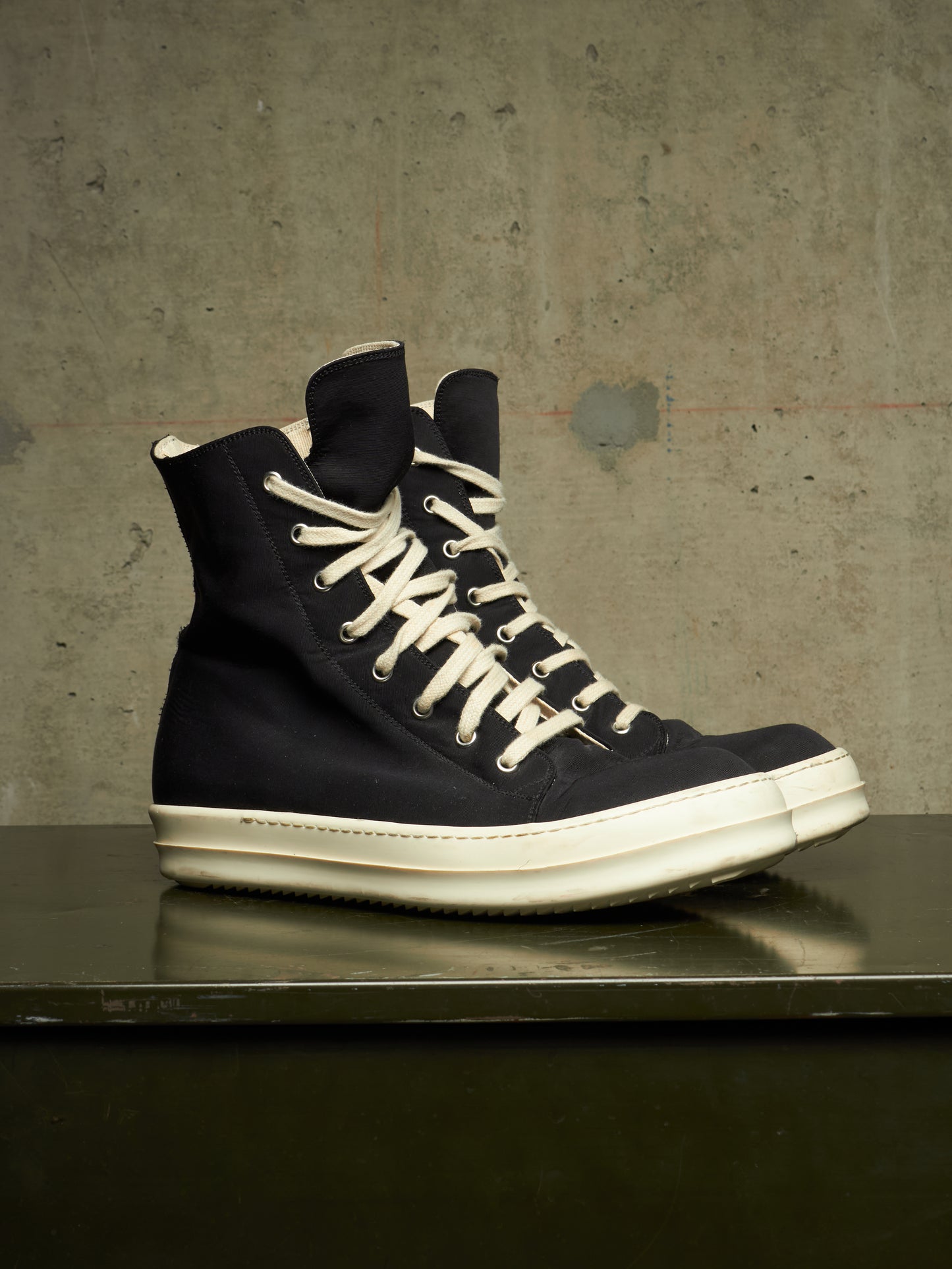 Rick Owens DKRSHDW AW19 “LARRY” Nylon Canvas High-top Vegan Ramones Sneakers