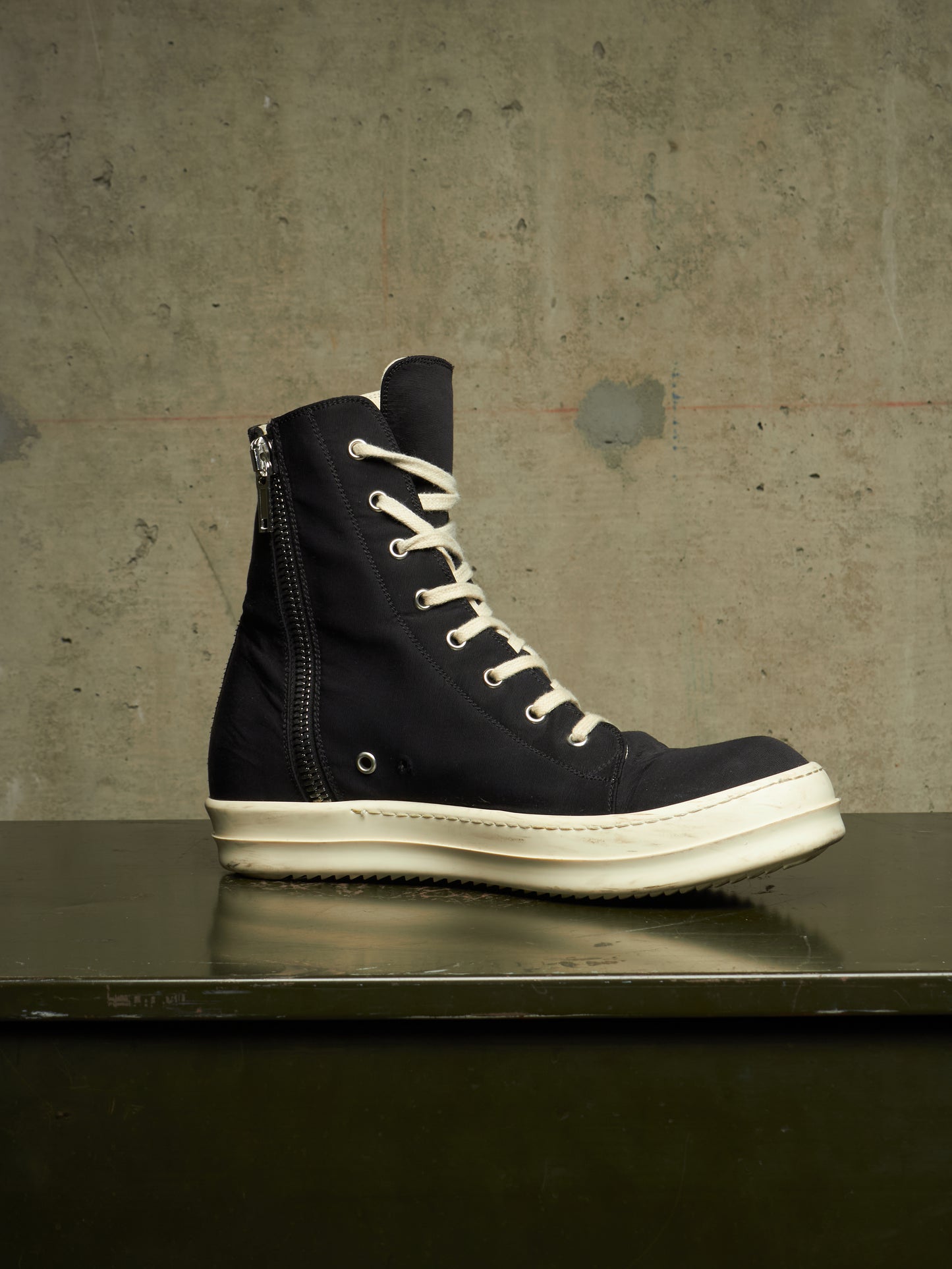 Rick Owens DKRSHDW AW19 “LARRY” Nylon Canvas High-top Vegan Ramones Sneakers