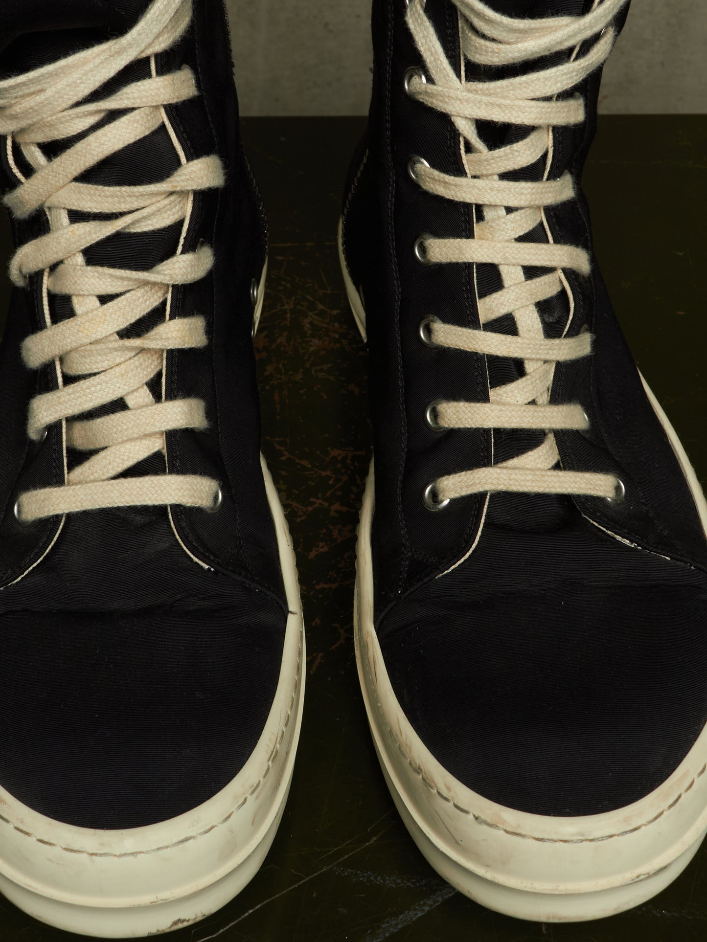 Rick Owens DKRSHDW AW19 “LARRY” Nylon Canvas High-top Vegan Ramones Sneakers