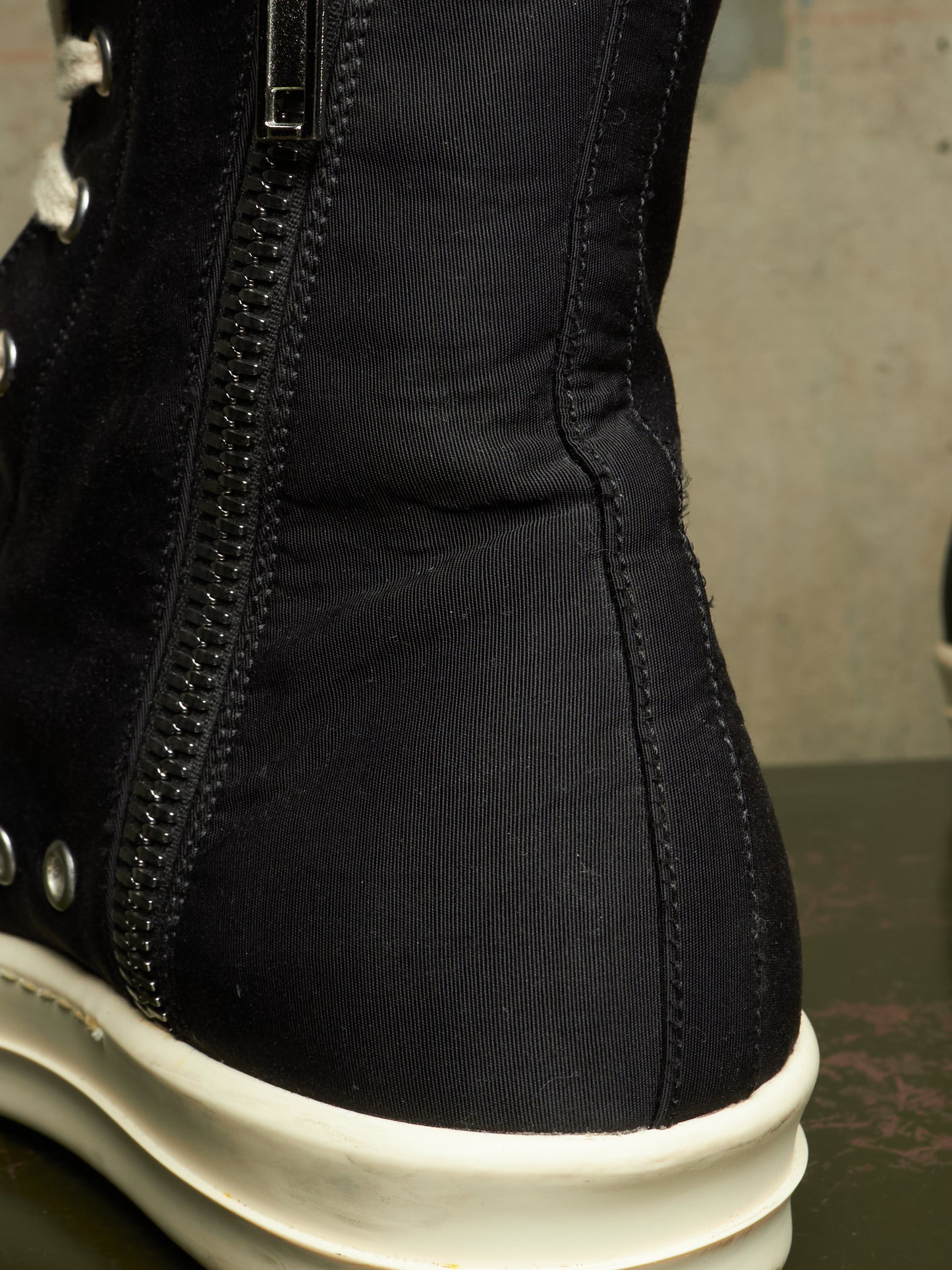 Rick Owens DKRSHDW AW19 “LARRY” Nylon Canvas High-top Vegan Ramones Sneakers
