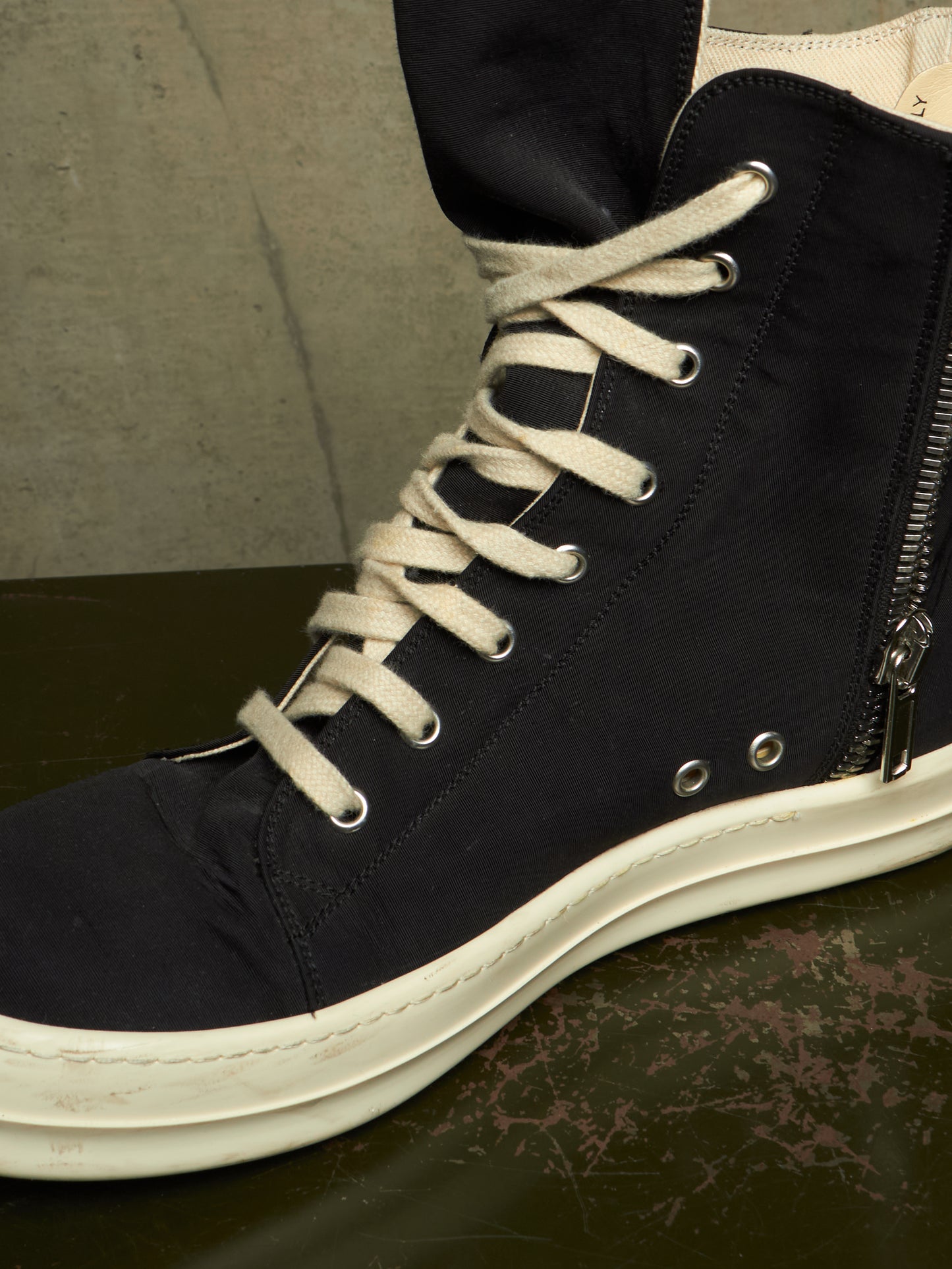 Rick Owens DKRSHDW AW19 “LARRY” Nylon Canvas High-top Vegan Ramones Sneakers