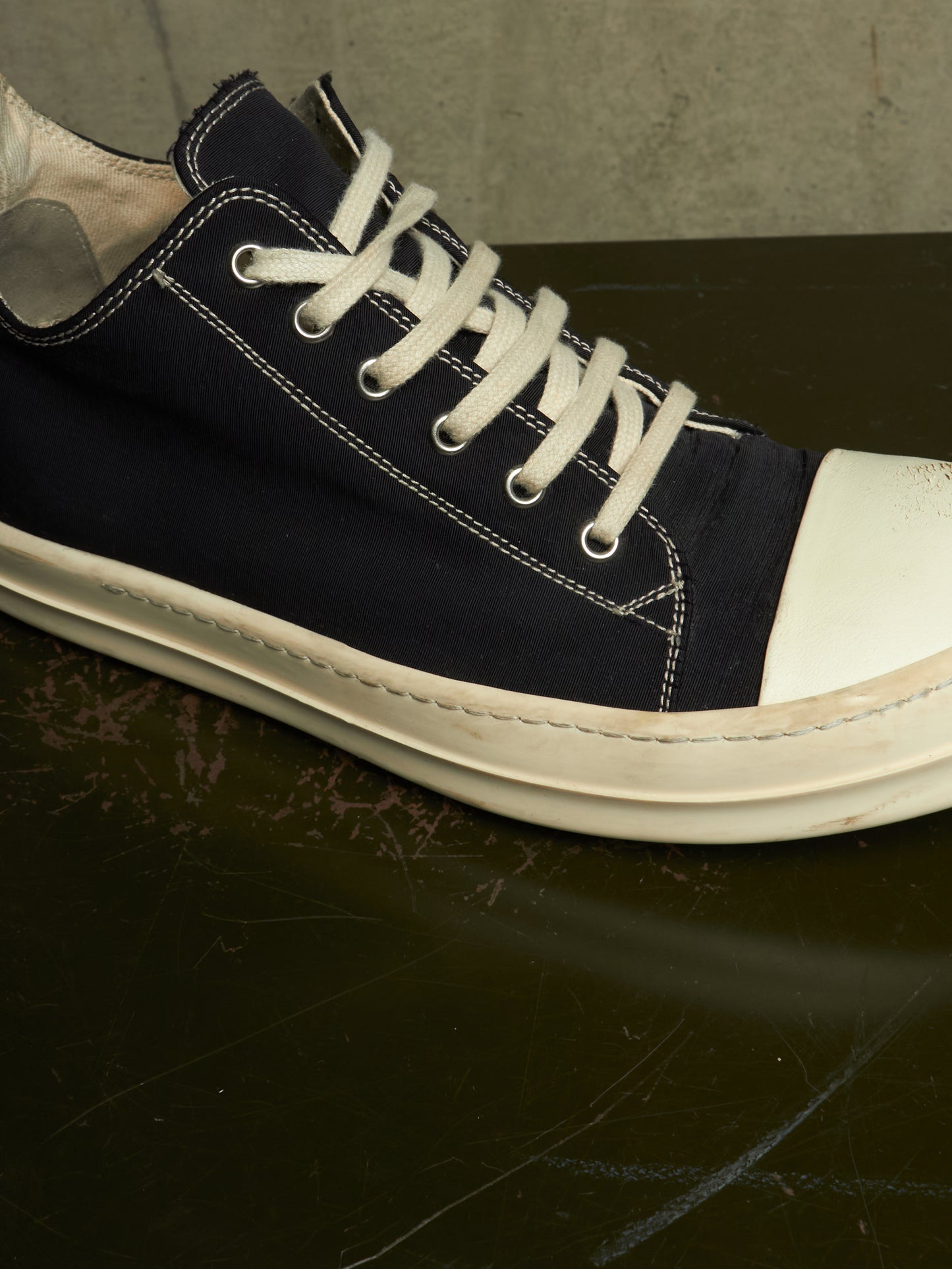 Rick Owens DKRSHDW AW20 “PERFORMA” Contrast Stitch Nylon Canvas Low-top Ramones Sneakers